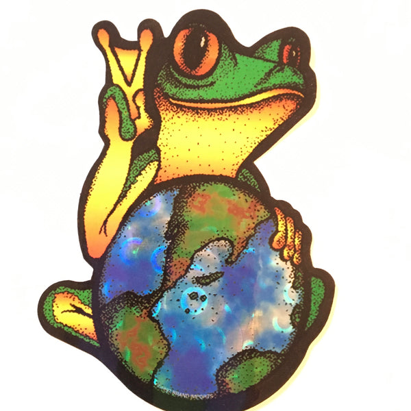 Peace Frog Holding the Earth Sticker