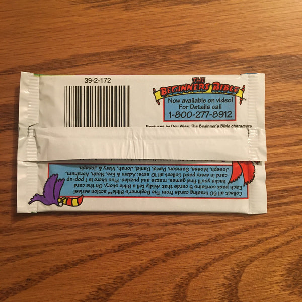 The Beginner Bible trading card pack featuring 10 bible stories
