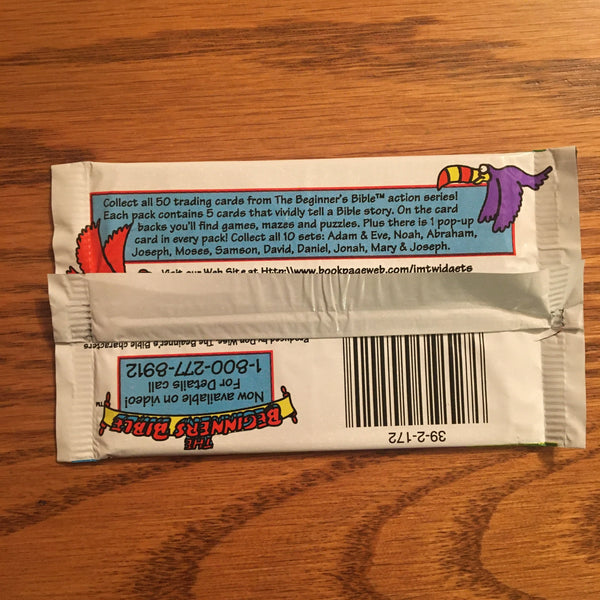 The Beginner Bible trading card pack featuring 10 bible stories