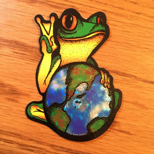 Peace Frog Holding the Earth Sticker