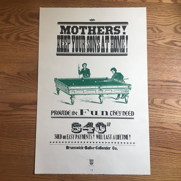 Vintage Billiard Table Ad Poster